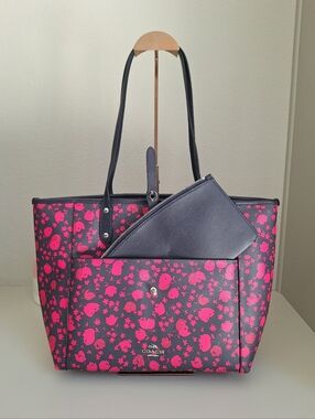 New Coach City Tote Prairie Calico Floral Print Canvas F57283 w/Pouch